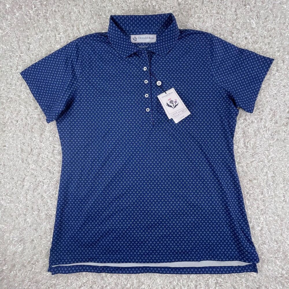 NWT Donald Ross Sportswear Golf Polo Navy Blue Women's Large L Bell McCoy Logo - Picture 2 of 14